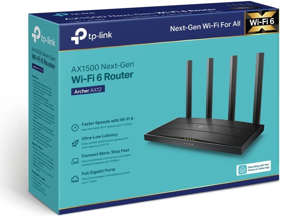 TP-Link AX1500 Wi-Fi 6 Router - TL-ARCHER AX12