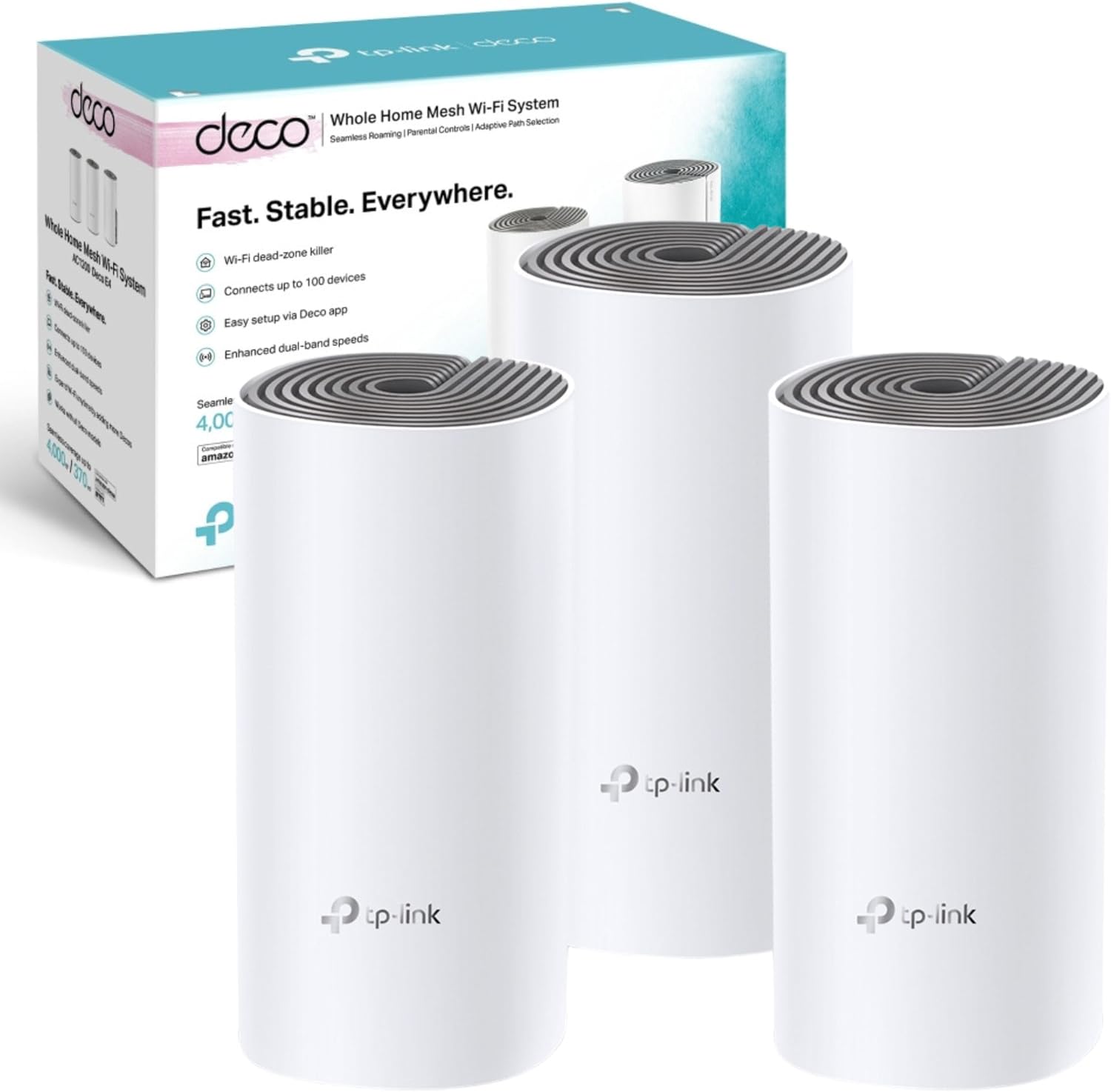 TP-Link Deco E4 AC1200 Whole Home Mesh Wi-Fi System (3 Pack) - TL-DECO E4 (3-PACK)