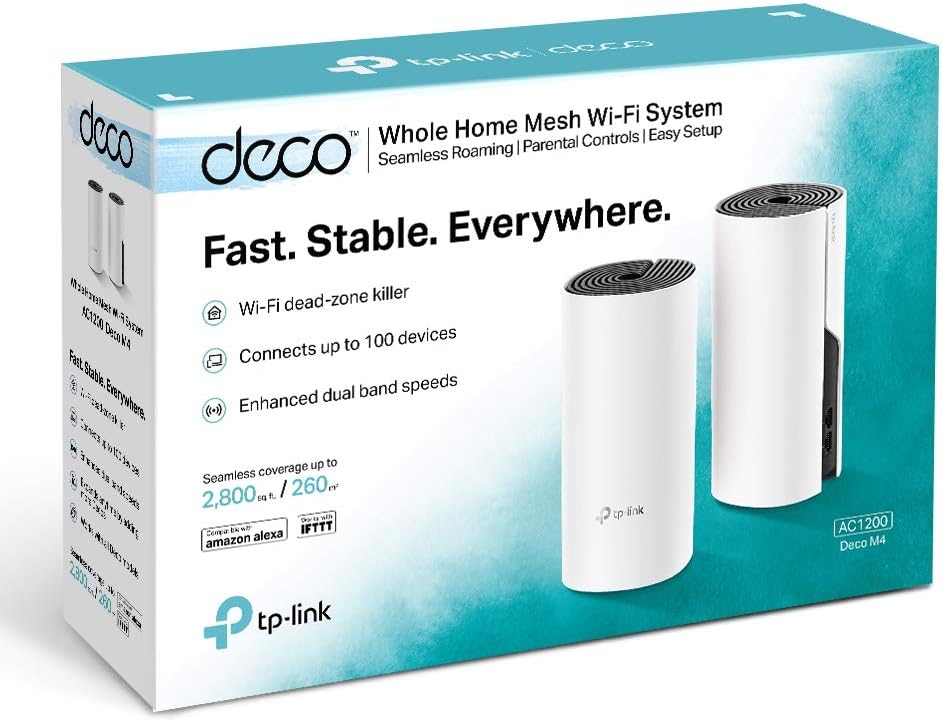 TP-Link Deco M4 AC1200 Whole Home Mesh Wi-Fi System (2 Pack) - TL-DECO M4 (2-PACK)