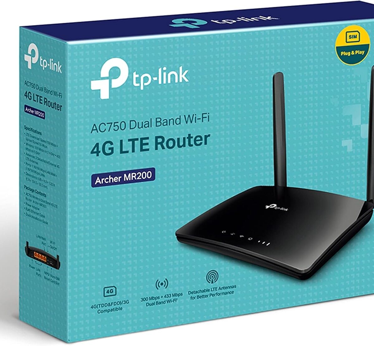 TP-Link AC750 Wireless Dual Band 4G LTE Router - TL-ARCHER MR200