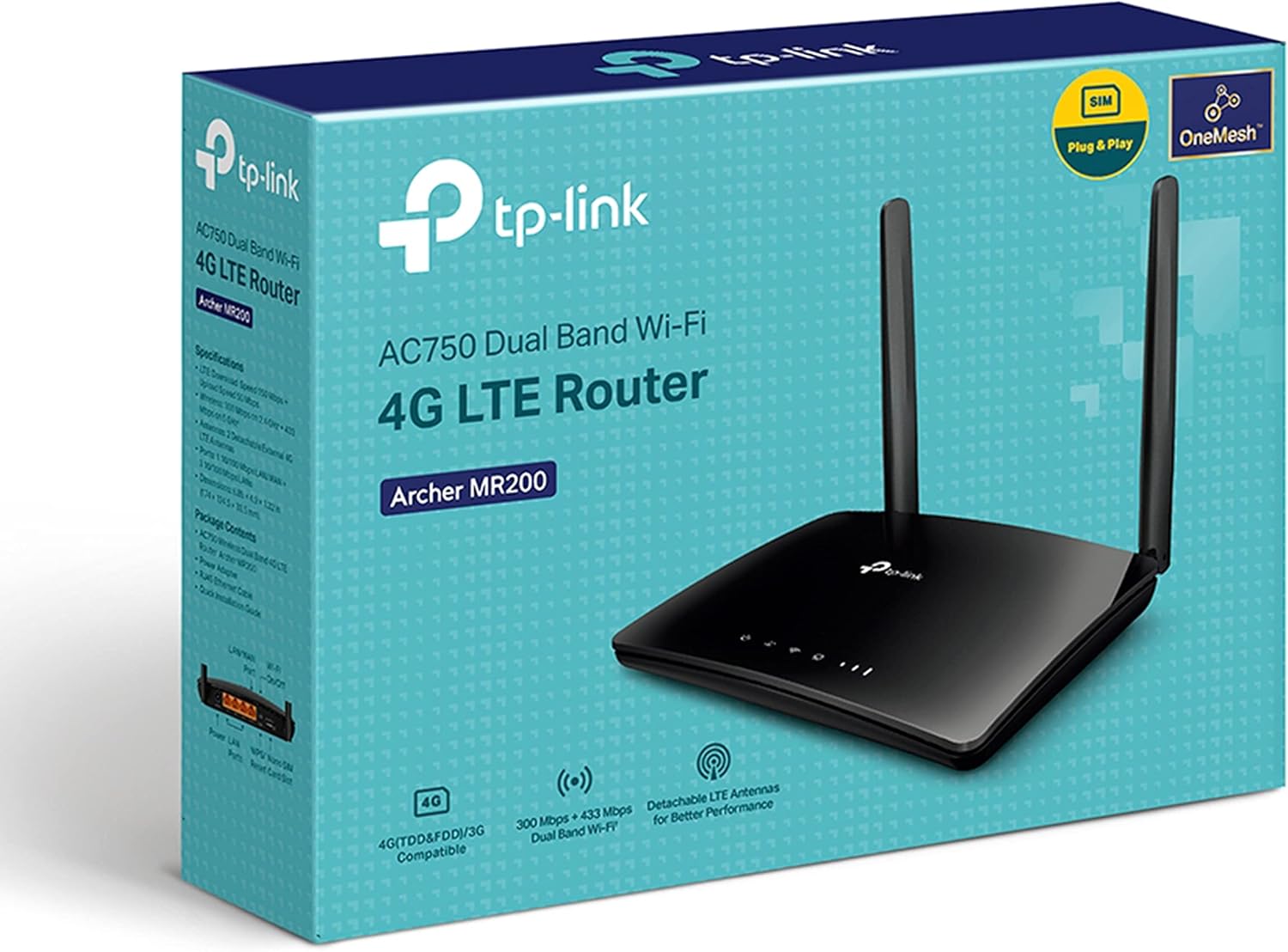 TP-Link AC750 Wireless Dual Band 4G LTE Router - TL-ARCHER MR200