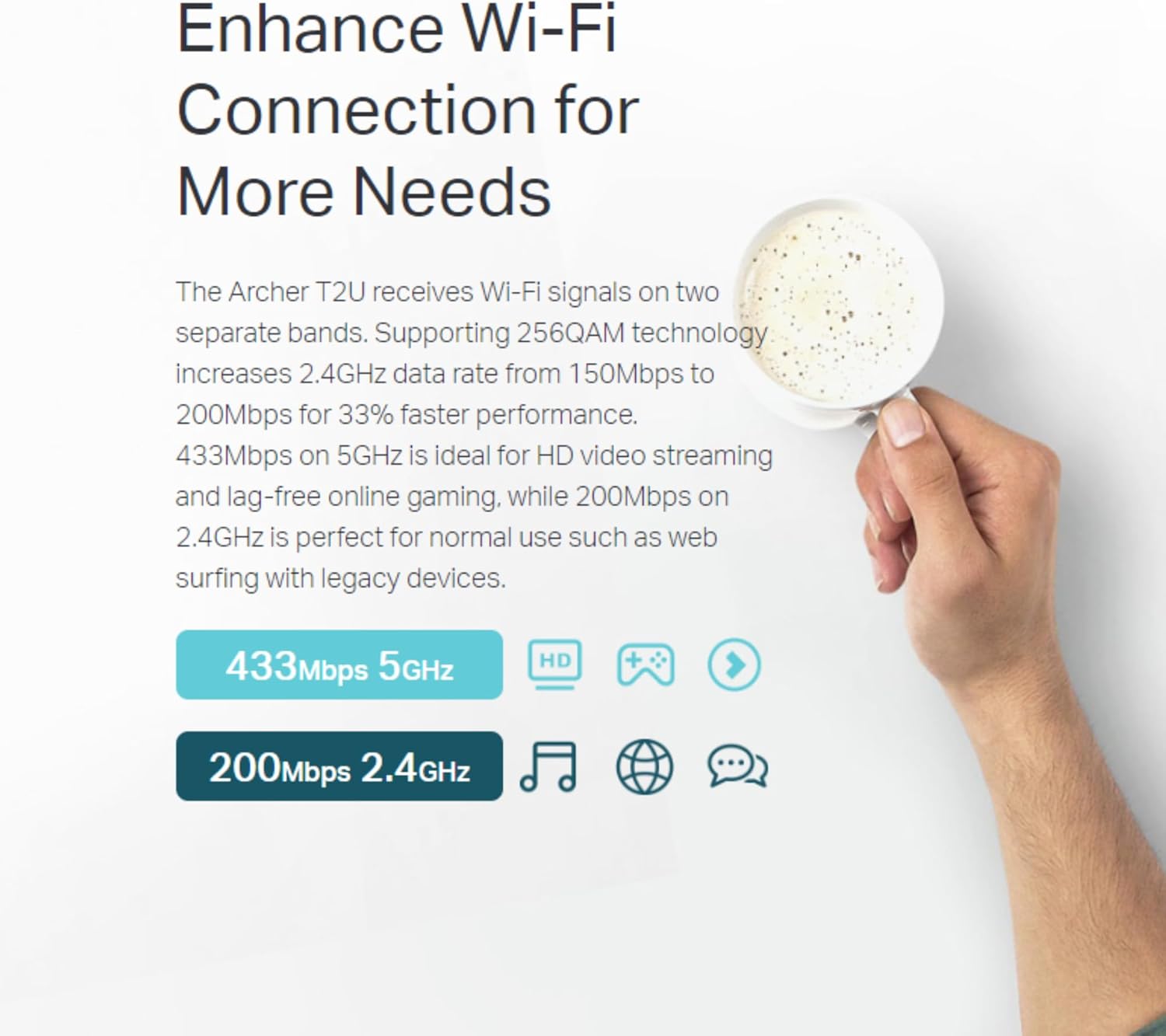 TP-Link AC600 Wireless Dual Band USB Adapter - TL-Archer T2U - Image 3