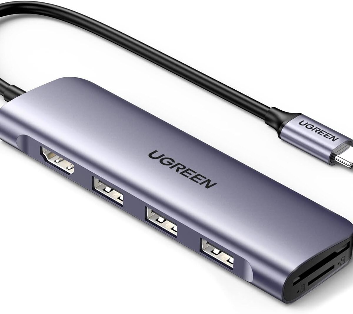 UGREEN 6 in 1  Multifunction Adapter, USB-C To 4K HDMI + USB 3.0 A ( 3 Port ) + SD/TF Converter(CM511)