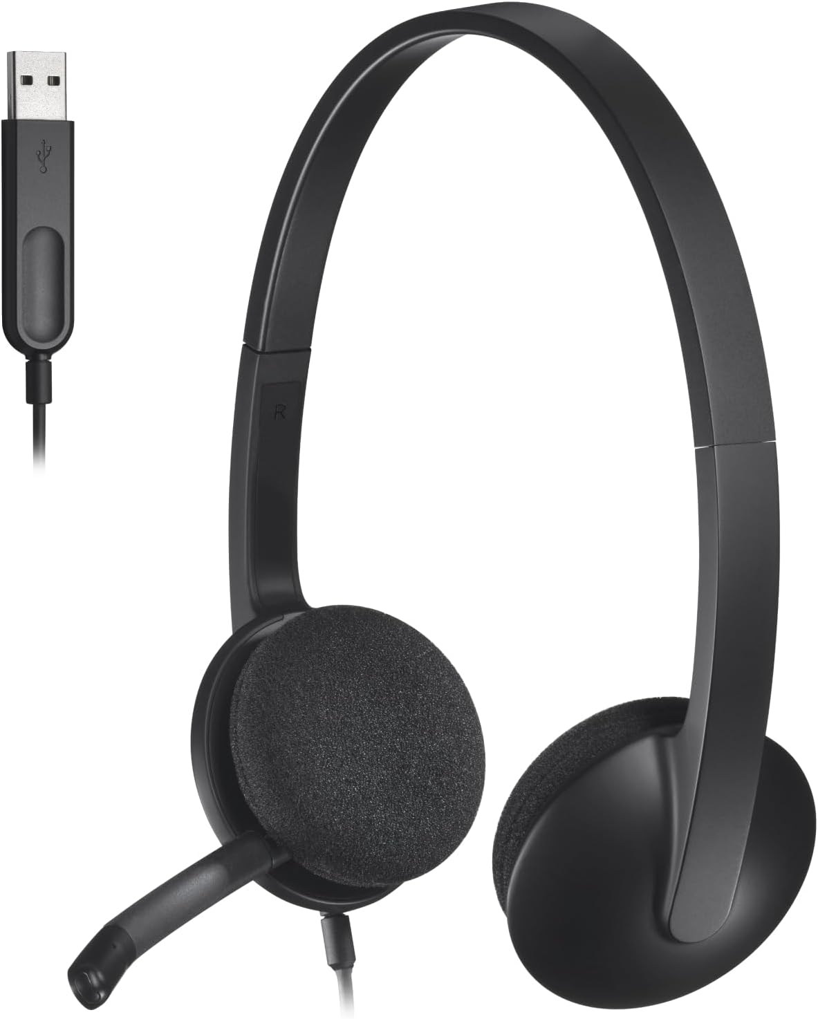 Logitech H340 USB Stereo Headset – Noise-Cancelling Microphone, Digital Audio, Plug-and-Play for PC & Mac