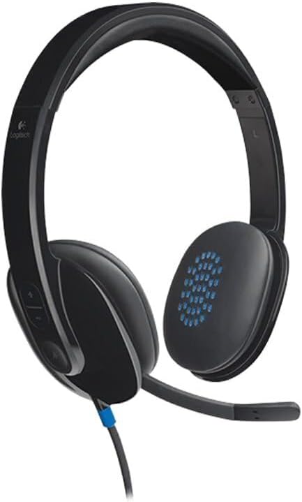 Logitech H540 USB Headset – HD Audio, Noise-Cancelling Microphone, Inline Controls, Plug-and-Play for PC & Mac