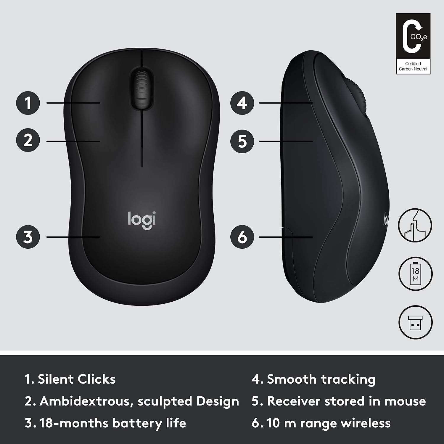 Logitech Wireless M220 Silent Mouse with Silent Clicks