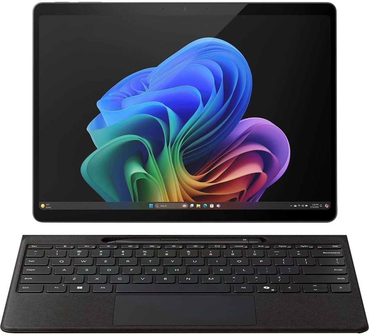 Microsoft surface pro Copilot 11th Edition - Snapdragon X Elite 12 Core , 16GB RAM LPDDR5x (Onboard), 1TB SSD, 13” (2880x1200) OLED, 120Hz refresh rate, 5MP Sensor Front & 10MP Sensor rear, Facial recognition, Windows 11 home, Graphite, 1 Year Warranty, Ports: 2 x USB-C® with USB 3.1/3.2 (Power and data), Surface Type Cover port