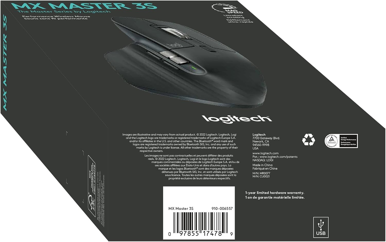 Logitech MX Master 3s Wireless Mouse - 8K Optical Sensor