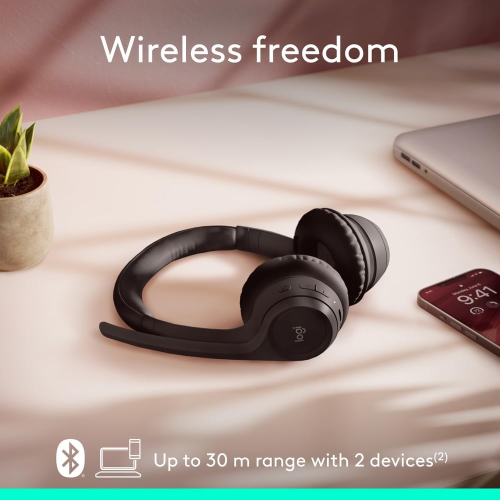 Logitech Zone 300 Wireless Bluetooth Over-Ear Headset– with Noise-Cancelling Microphone for Clear Calls & Comfortable All-Day Use