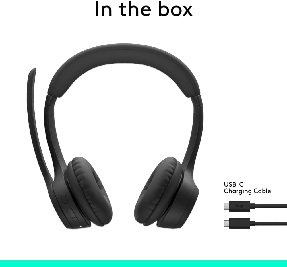 Logitech Zone 300 Wireless Bluetooth Over-Ear Headset– with Noise-Cancelling Microphone for Clear Calls & Comfortable All-Day Use - Image 3